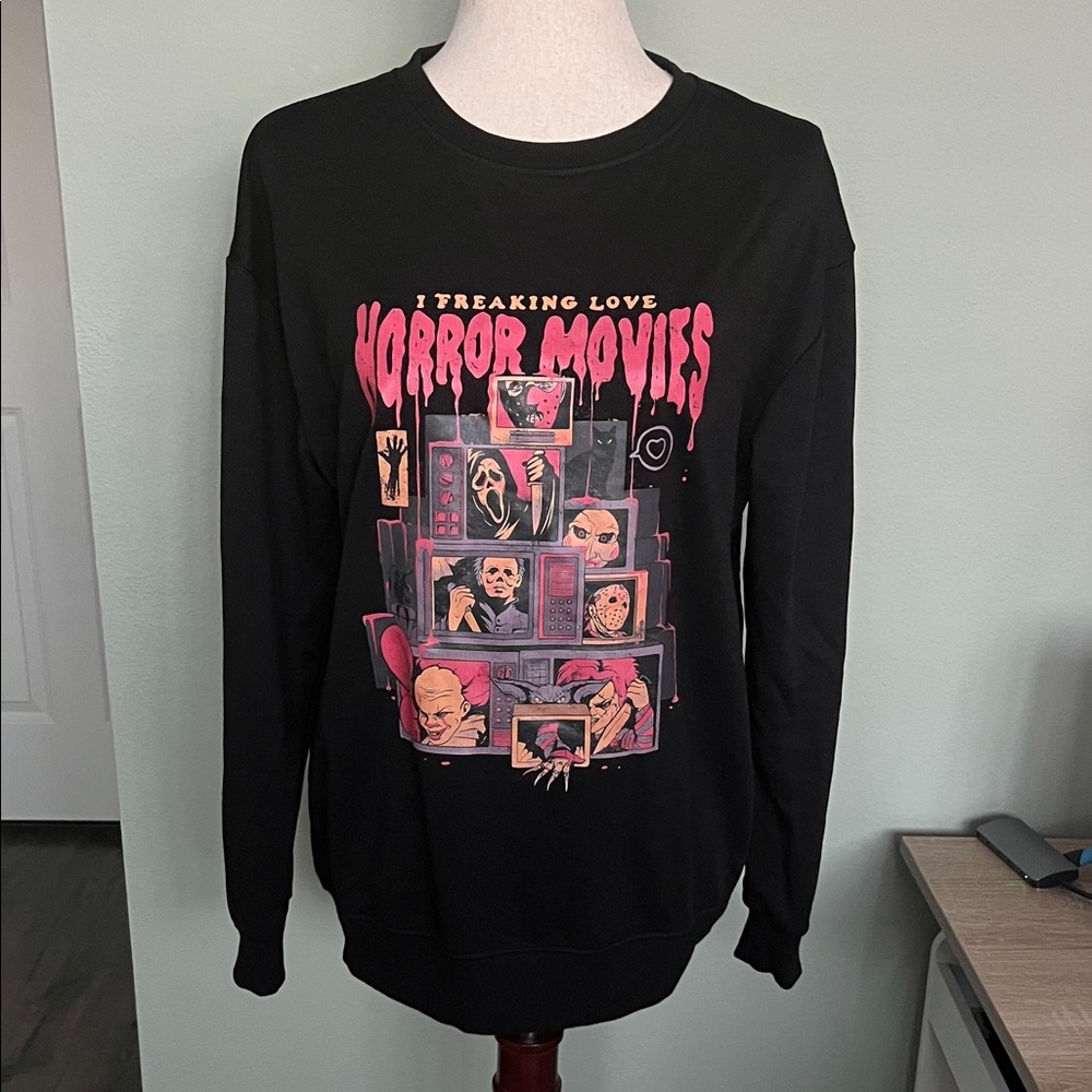 Black Horror Movies Graphic Sweatshirt